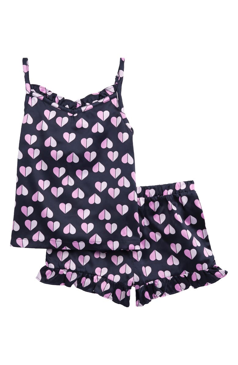 Nordstrom Kids' Ruffle Satin Shorts Pajamas, Main, color,