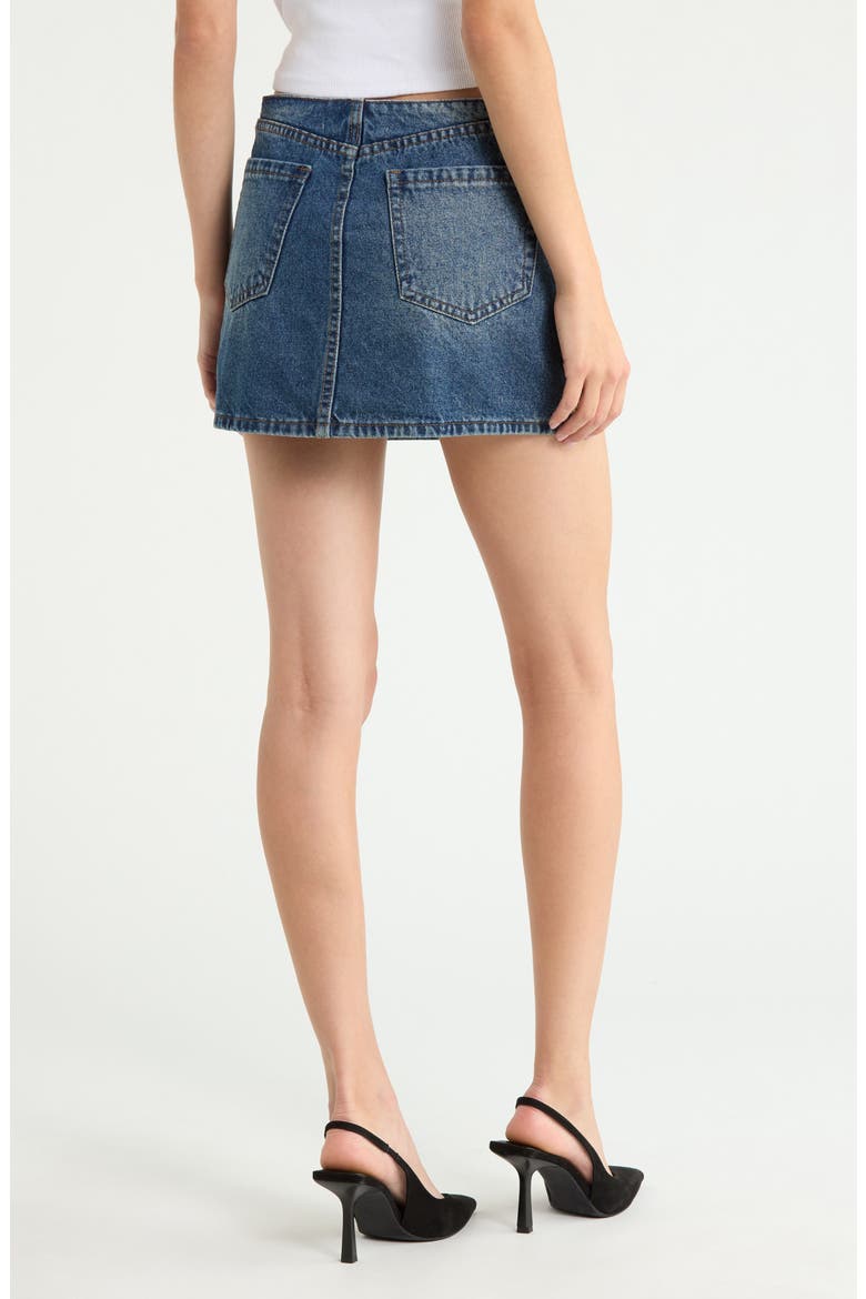 Ninfa Grommet Embellished Denim Miniskirt, Alternate, color, GOLD TINT WASH