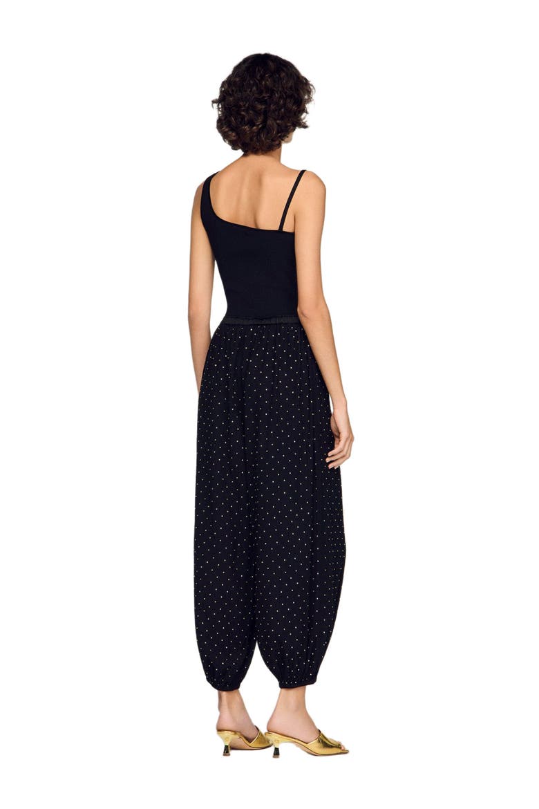 Rhinestone wide-leg trousers, Alternate, color, Black