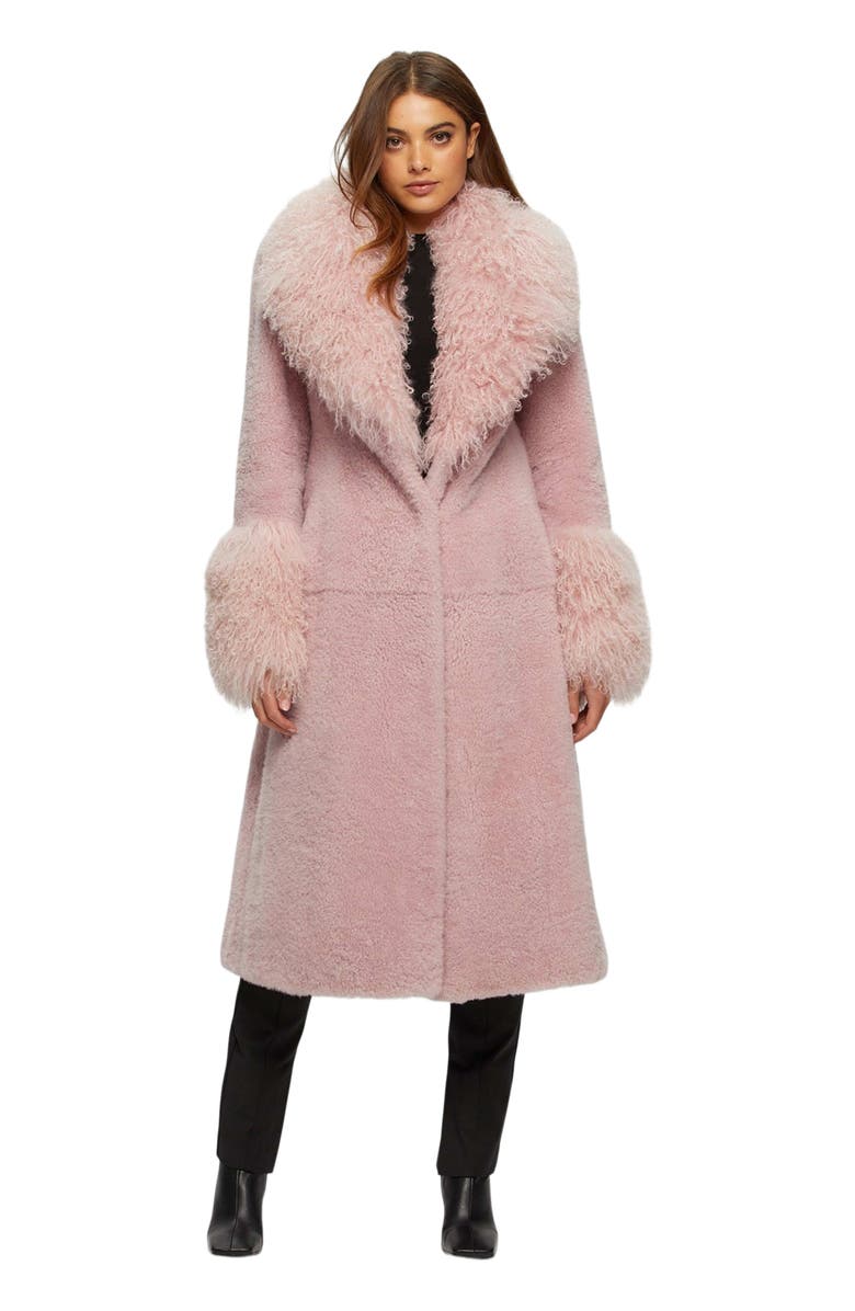 GORSKI Genuine Shearling Short Coat, Alternate, color, Pink