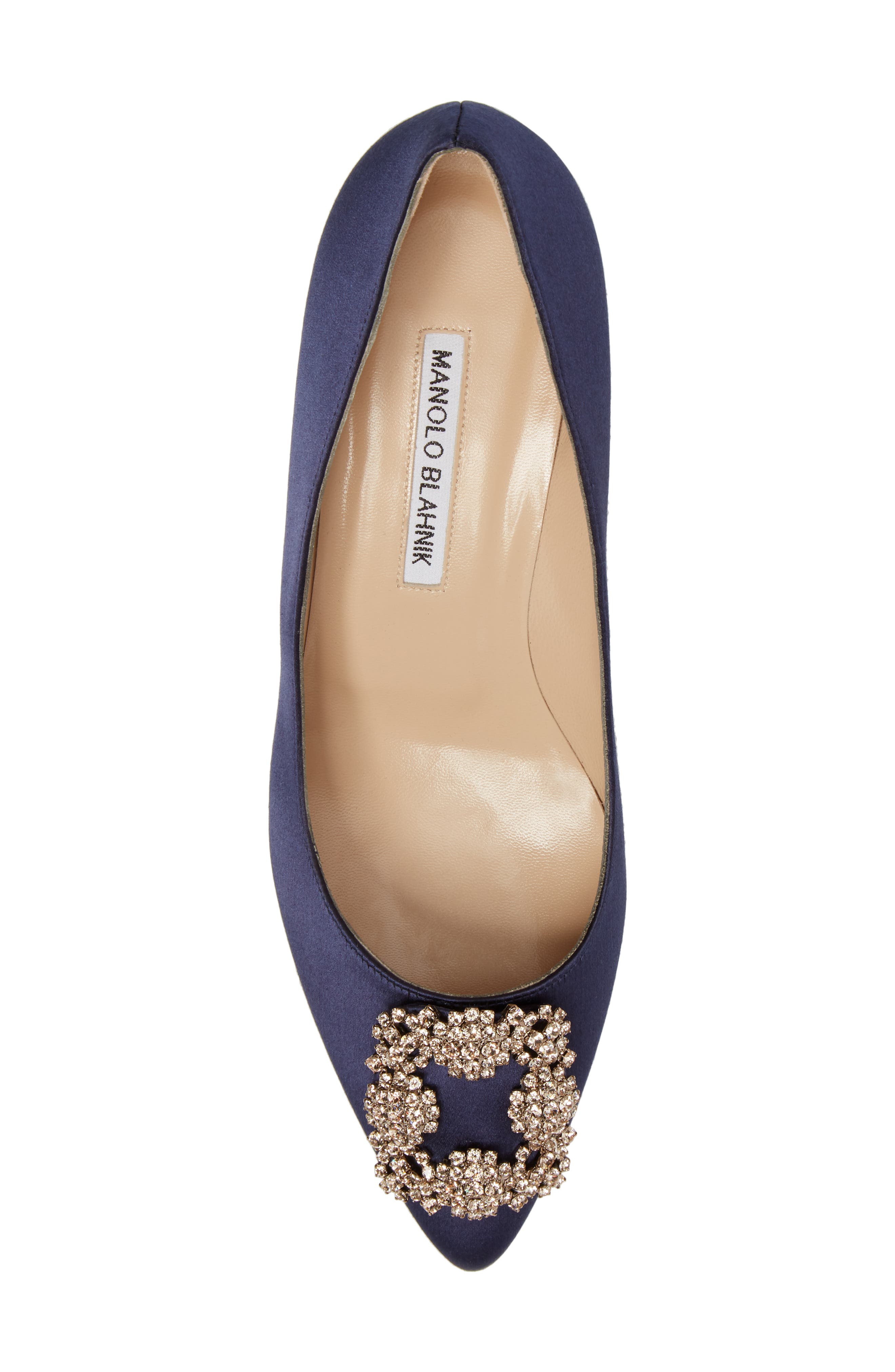 Manolo Blahnik Hangisi Crystal Embellished Pointed Toe Pump, Alternate, color, 