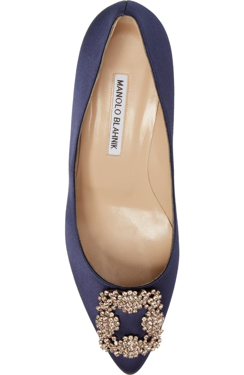 Manolo Blahnik Hangisi Crystal Embellished Pointed Toe Pump, Alternate, color,
