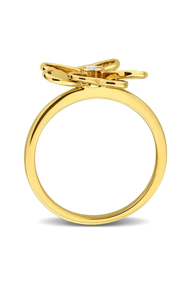 Diamond Accent Flower Ring 10k, Alternate, color, Yellow Gold