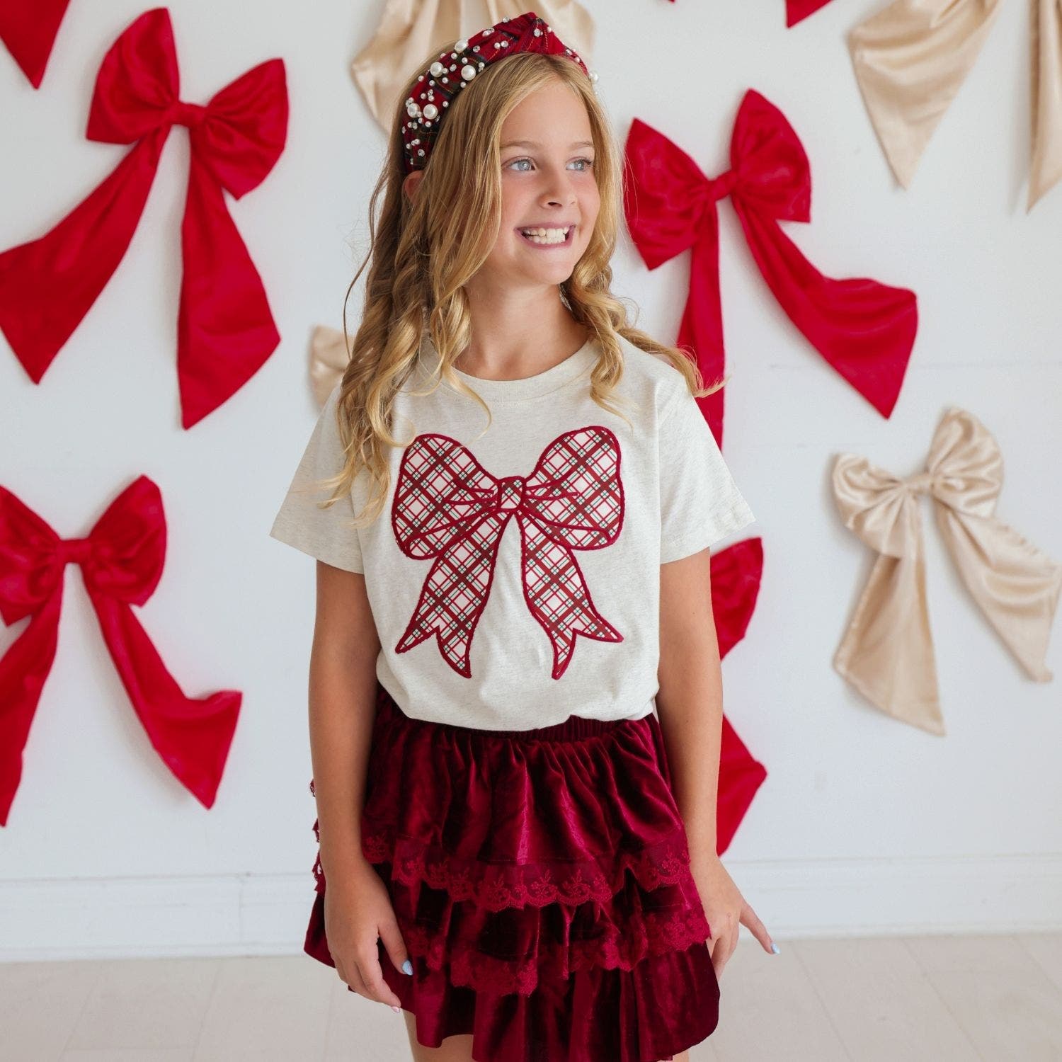 Sweet Wink Ruby Red Velvet Tiered Christmas Skirt | Nordstrom