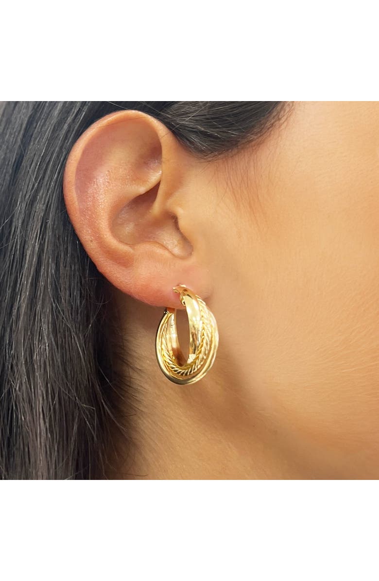 The Lovery Fine Jewelry Triple Braided Gold Hoops, Alternate, color, Yellow Gold