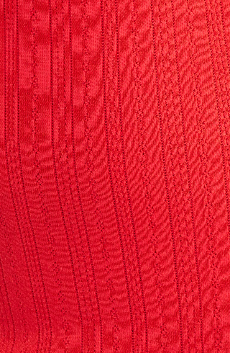 Topshop Pointelle Cotton Minidress, Alternate, color, Red