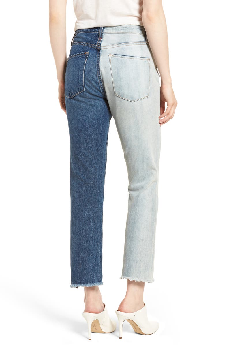 Alice + Olivia Jeans Amazing Two-Tone High Waist Boyfriend Jeans, Alternate, color,