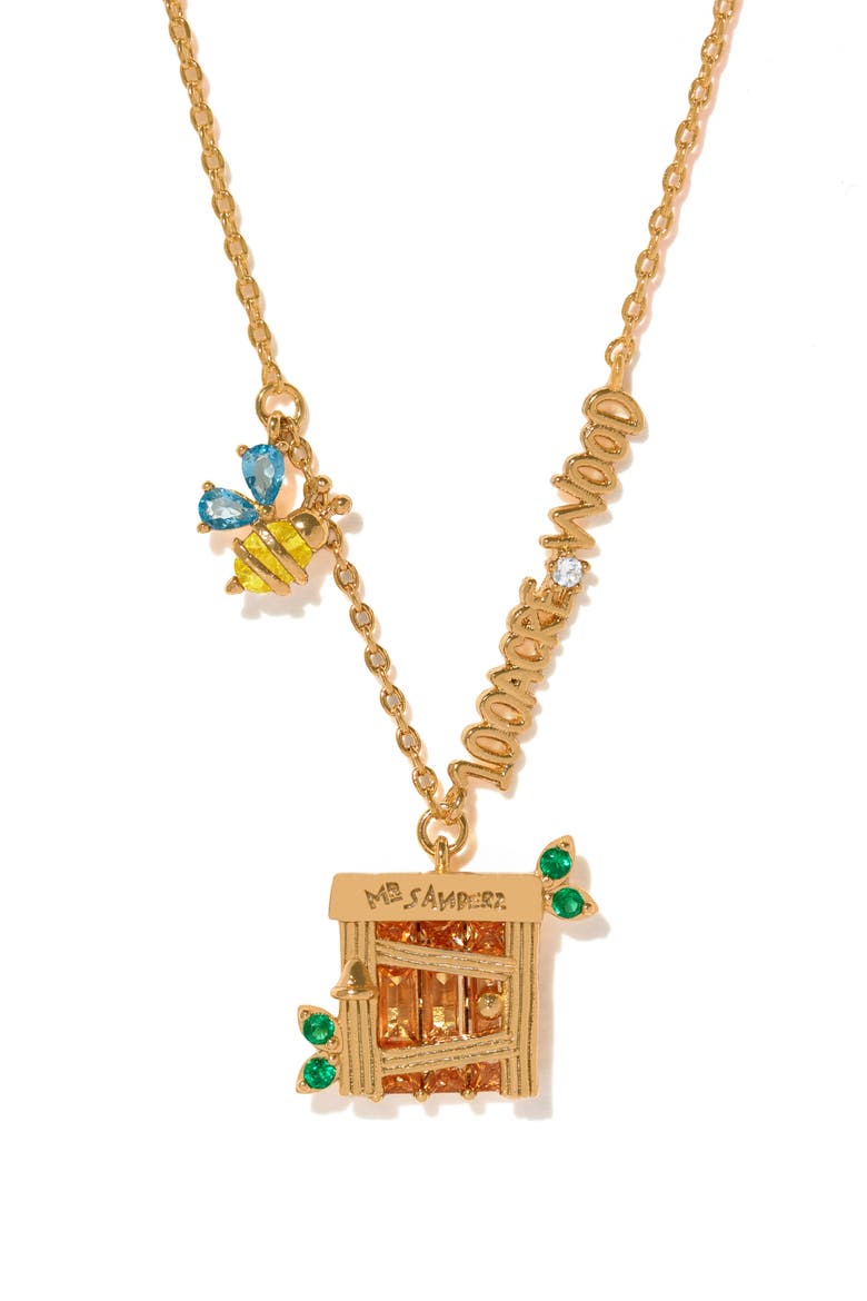 Disney Hundred Acre Wood Pendant Necklace, Main, color, GOLD