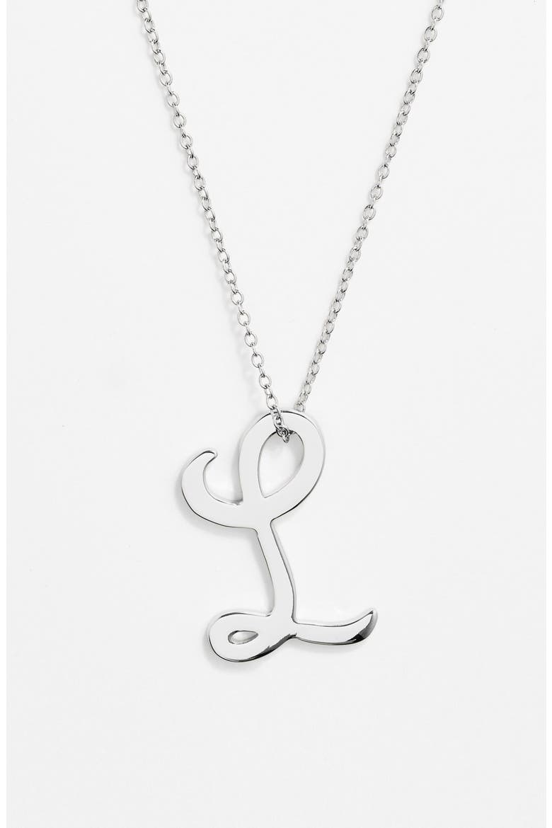 Collection Silver Scroll Initial Pendant Necklace, Main, color, L- SILVER