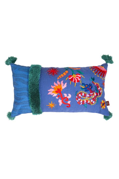 Ghuni Fringed Tasseled Embroidered 100% Cotton Home Accent