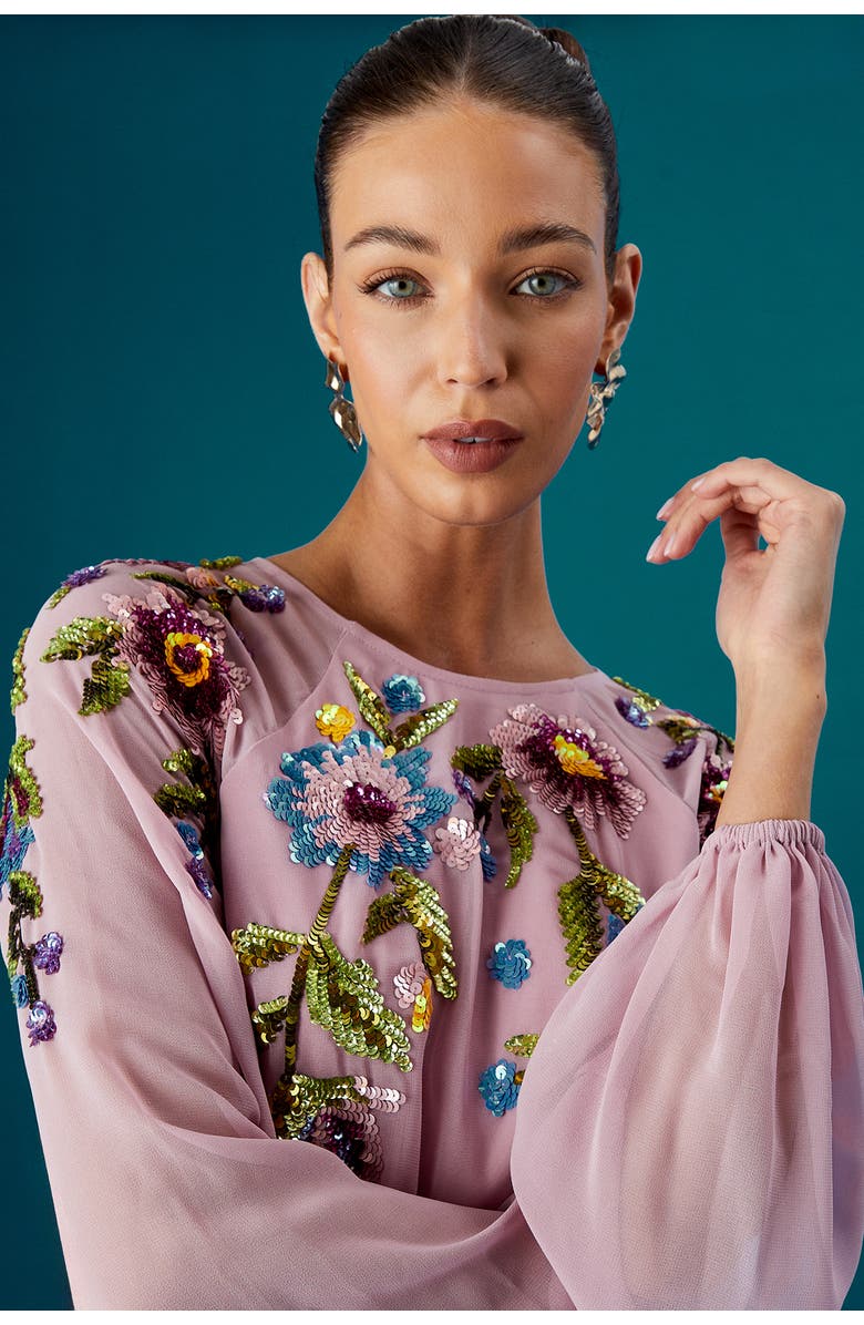 Coast Embellished Sequin Midi Dress, Alternate, color, Rose