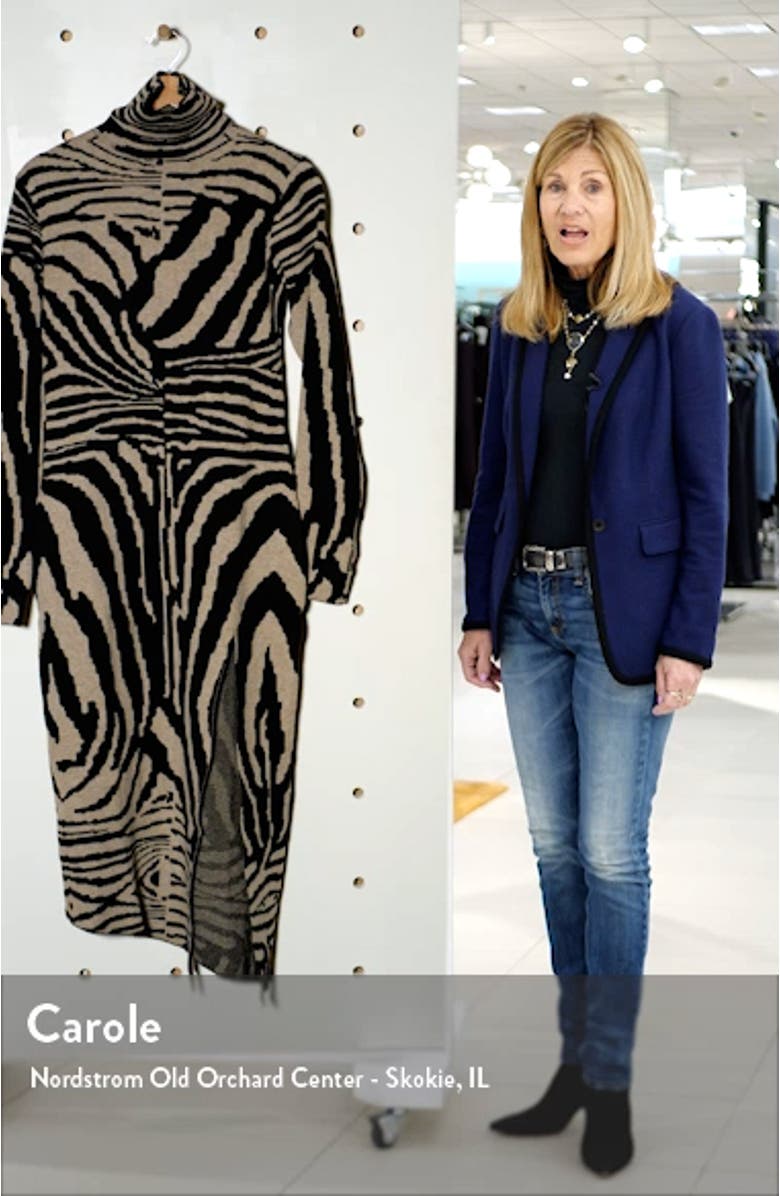 Animal Stripe Turtleneck Sweater Dress, sales video thumbnail