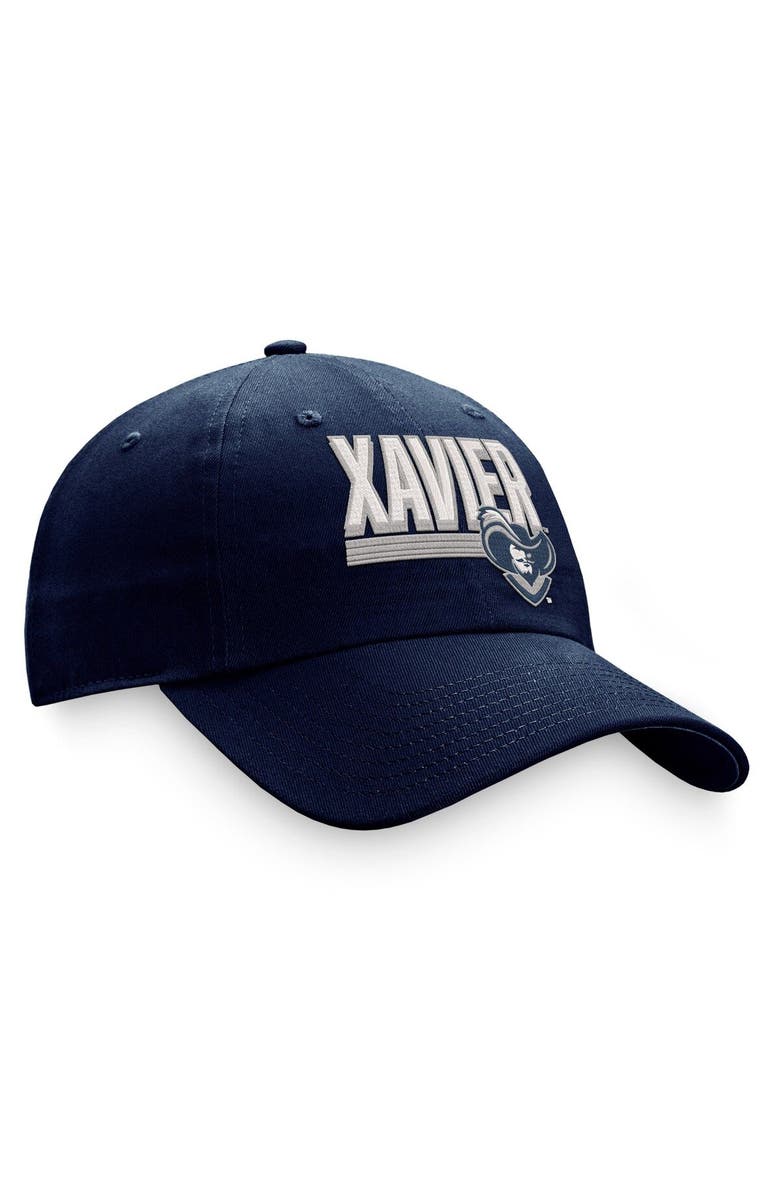 TOP OF THE WORLD Men's Top of the World Navy Xavier Musketeers Slice Adjustable Hat, Alternate, color, 