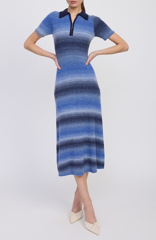En Saison Ora Knit Midi Dress In Navy Light Blue In Blue
