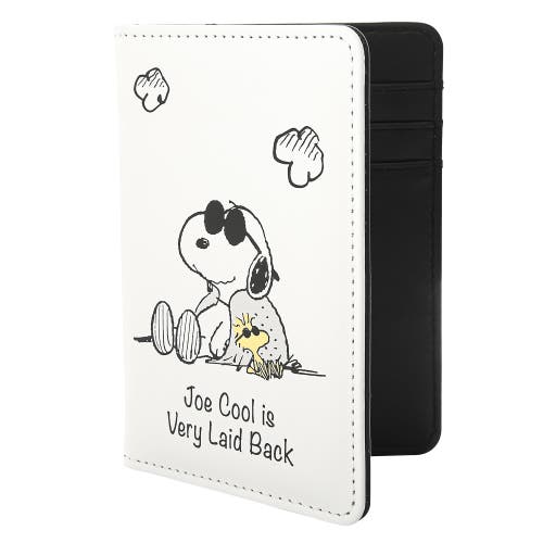 Peanuts White And Black Passport Holder In Multi