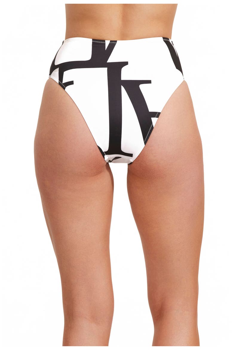 Signature High Waist Bikini Bottom, Alternate, color, Black / Cream
