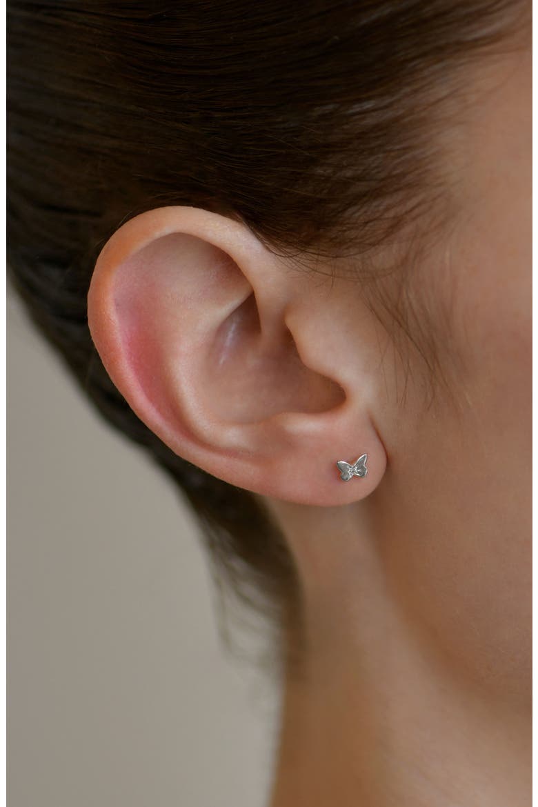 Jac + Jo Icon Mini Butterfly Stud Earrings, Alternate, color, SILVER