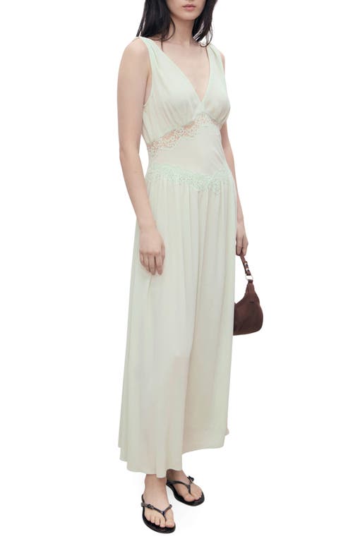 Mango Lace Trim Sleeveless Maxi Dress In Green