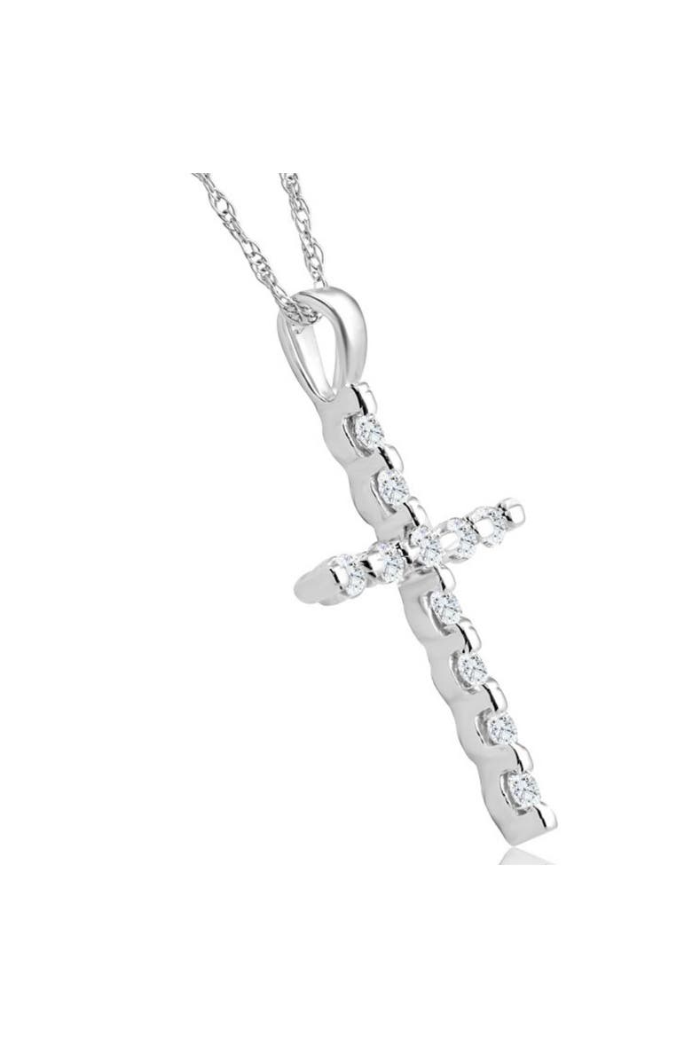 1/5Ct Diamond Cross Pendant 10k Gold 18" 10k Gold Necklace, Alternate, color, 10k White Gold