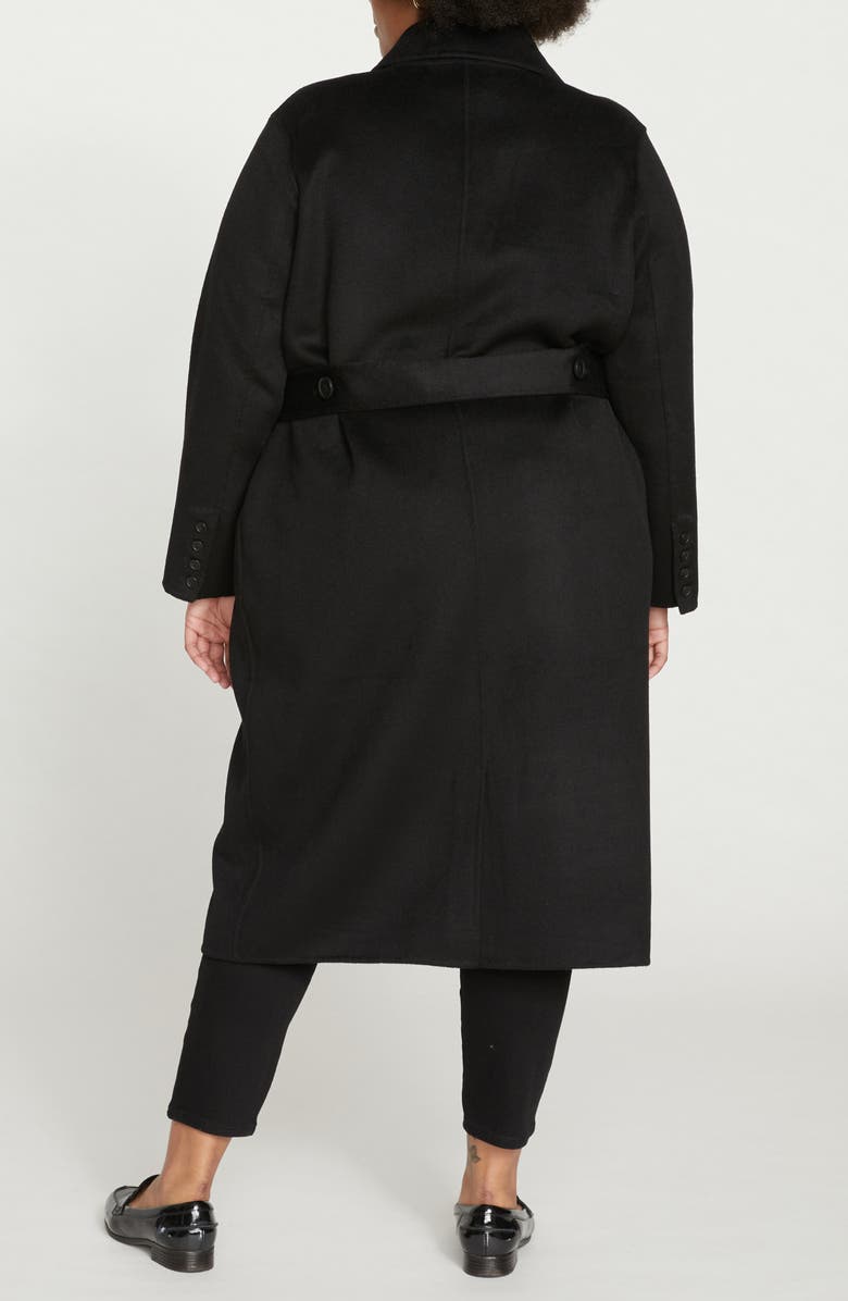 Universal Standard Belted Wool Blend Double Face Long Coat, Alternate, color, Black