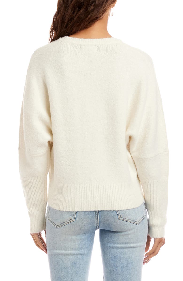 Karen Kane Embroidered Embellished Flower Sweater, Alternate, color, Cream