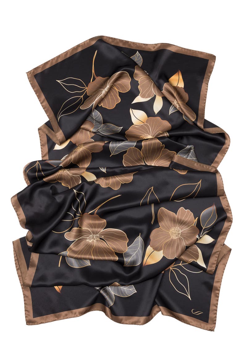 Laura - Silk Scarf/Shawl for Women, Alternate, color, Black