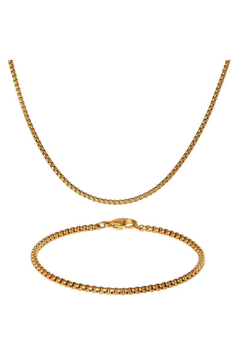 Men's Rope Chain Necklace & Bracelet Set, Gold-Tone, Main, color, Metallic Gold