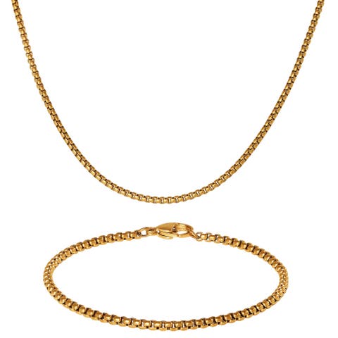 Men's Rope Chain Necklace & Bracelet Set, Gold-Tone