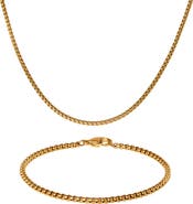 Lucky Brand Men's Rope Chain Necklace & Bracelet Set, Gold-Tone