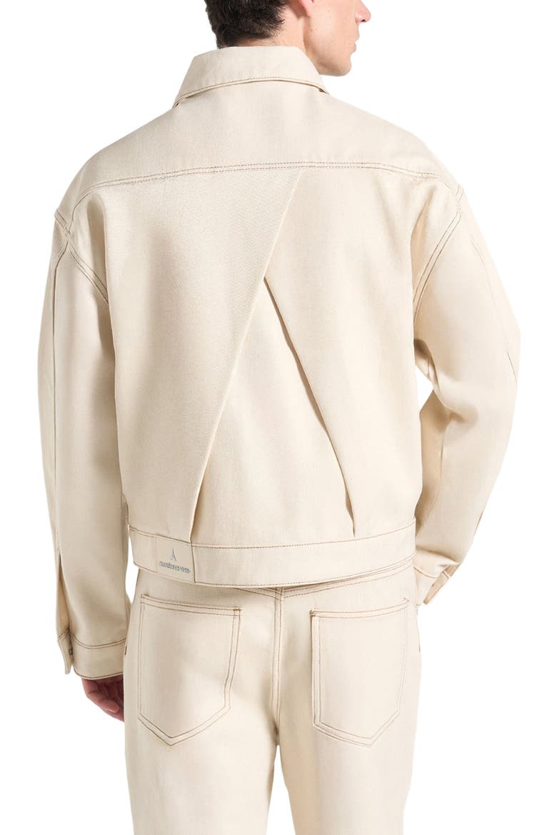 Damien Denim Jacket with Back Pleat, Alternate, color, Cream