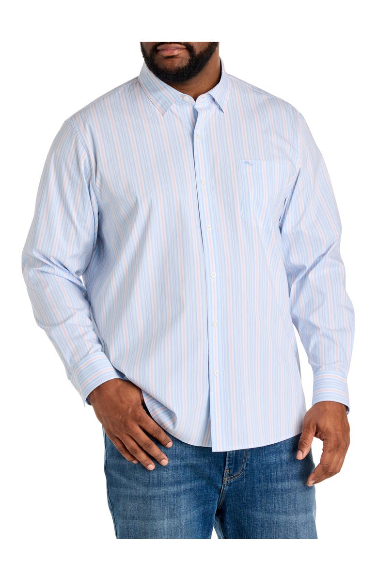 Tommy Bahama Big & Tall Sarasota Stretch Striped Sport Shirt, Alternate, color, Dew Drop