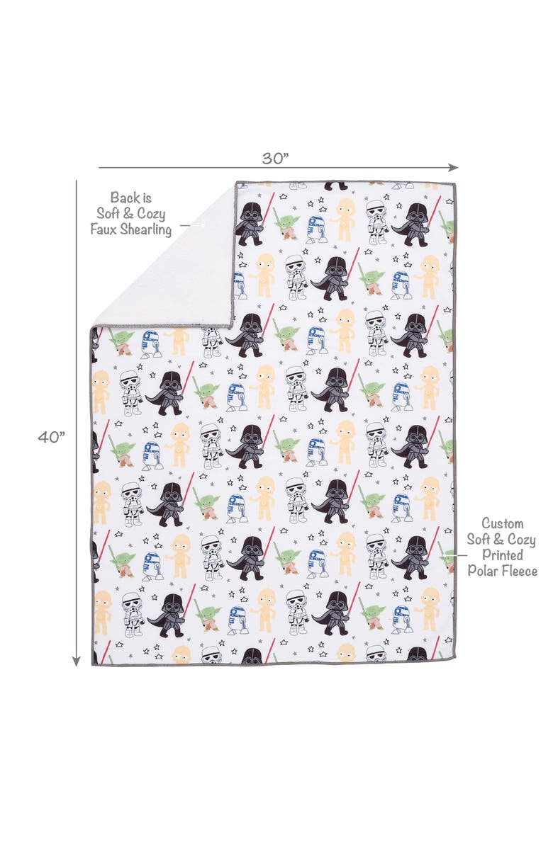 Lambs & Ivy Star Wars Classic Fleece Baby Blanket - Yoda/Darth Vader/R2-D2/C-3PO, Alternate, color, White