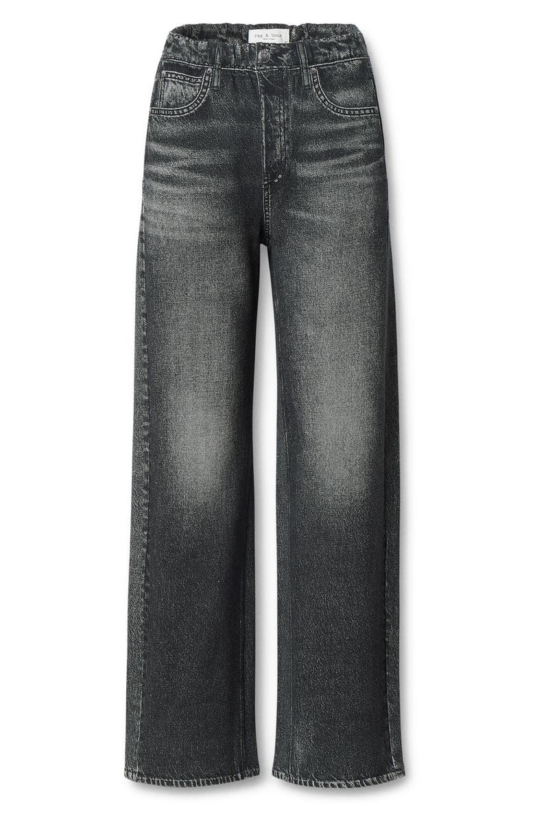 rag & bone Miramar Wide Leg Cotton Fleece Sweatpant Jeans, Alternate, color, Washed Black