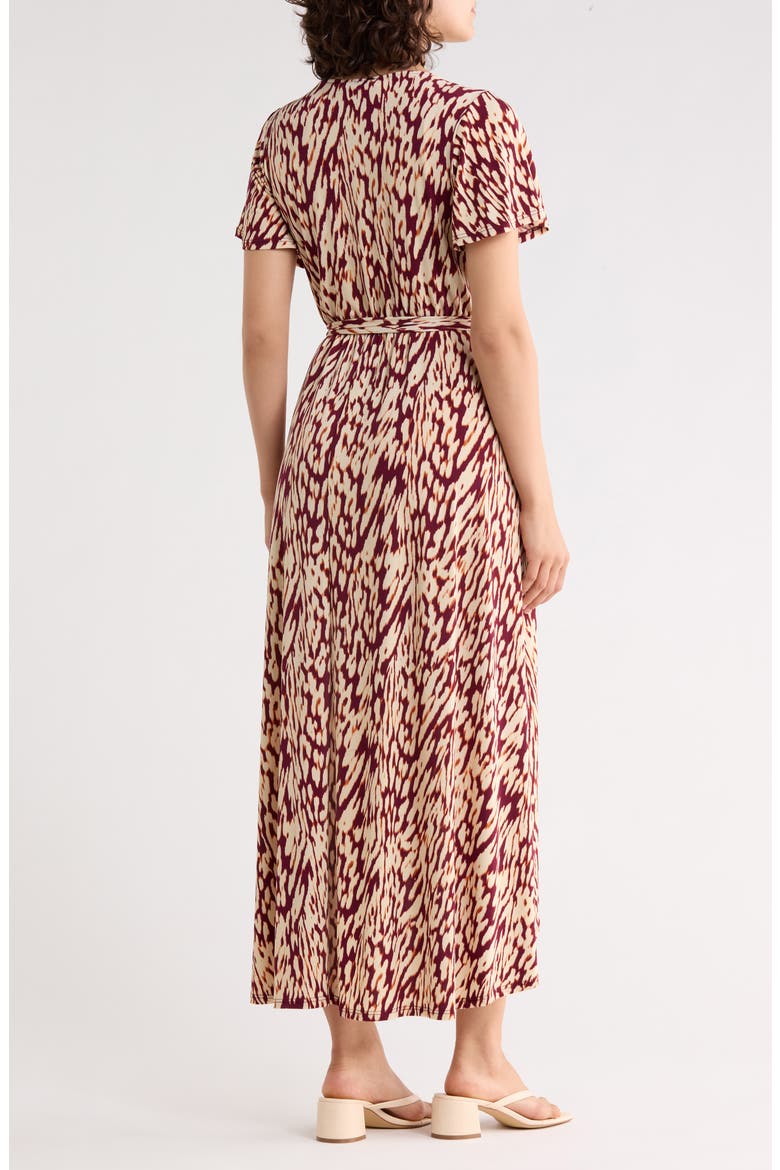 Flutter Sleeve High-Low Dress, Alternate, color, WINE ABSTRACT