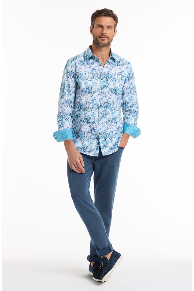 Long Sleeve Button-Up Shirt, Alternate, color, BLUE