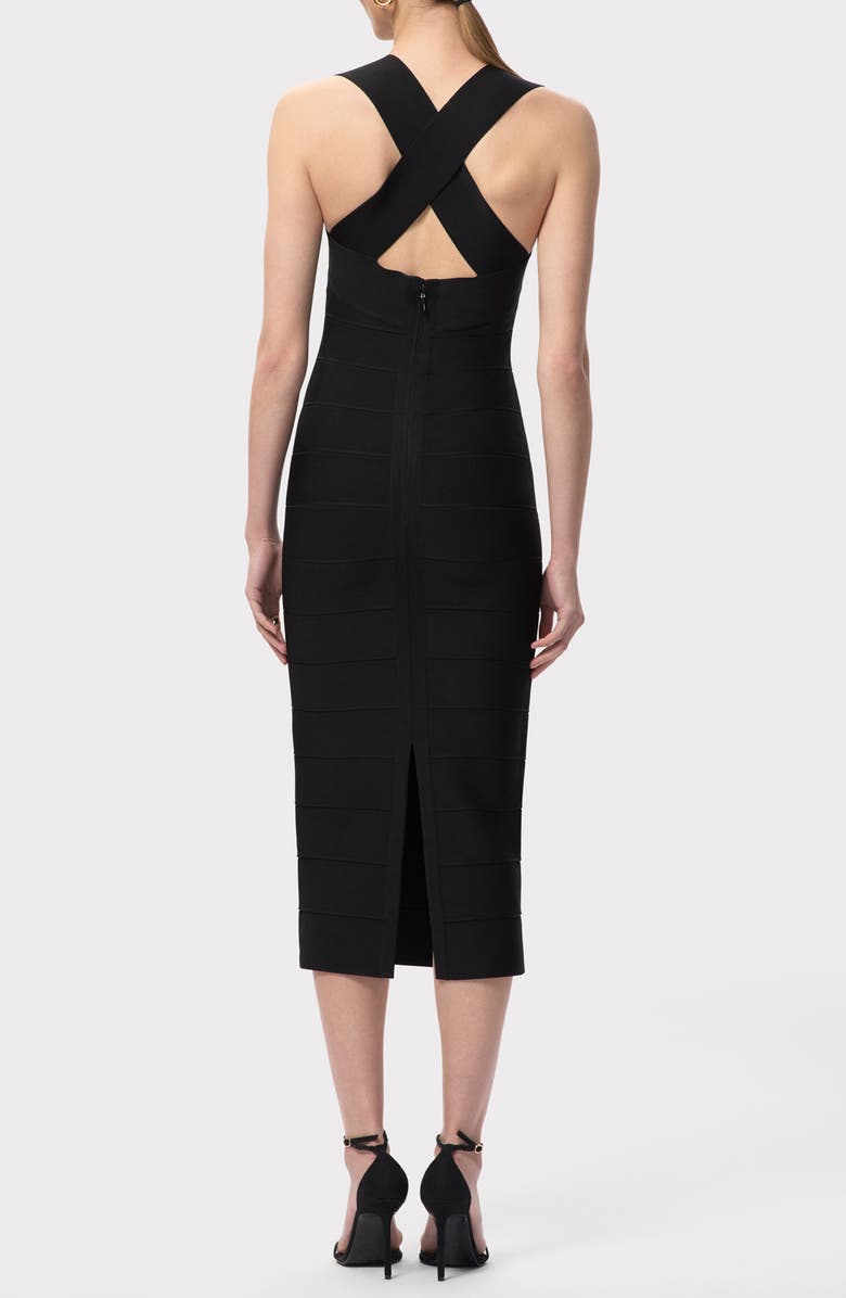 Herve Leger The Sandra Midi Bandage Dress, Alternate, color, Black