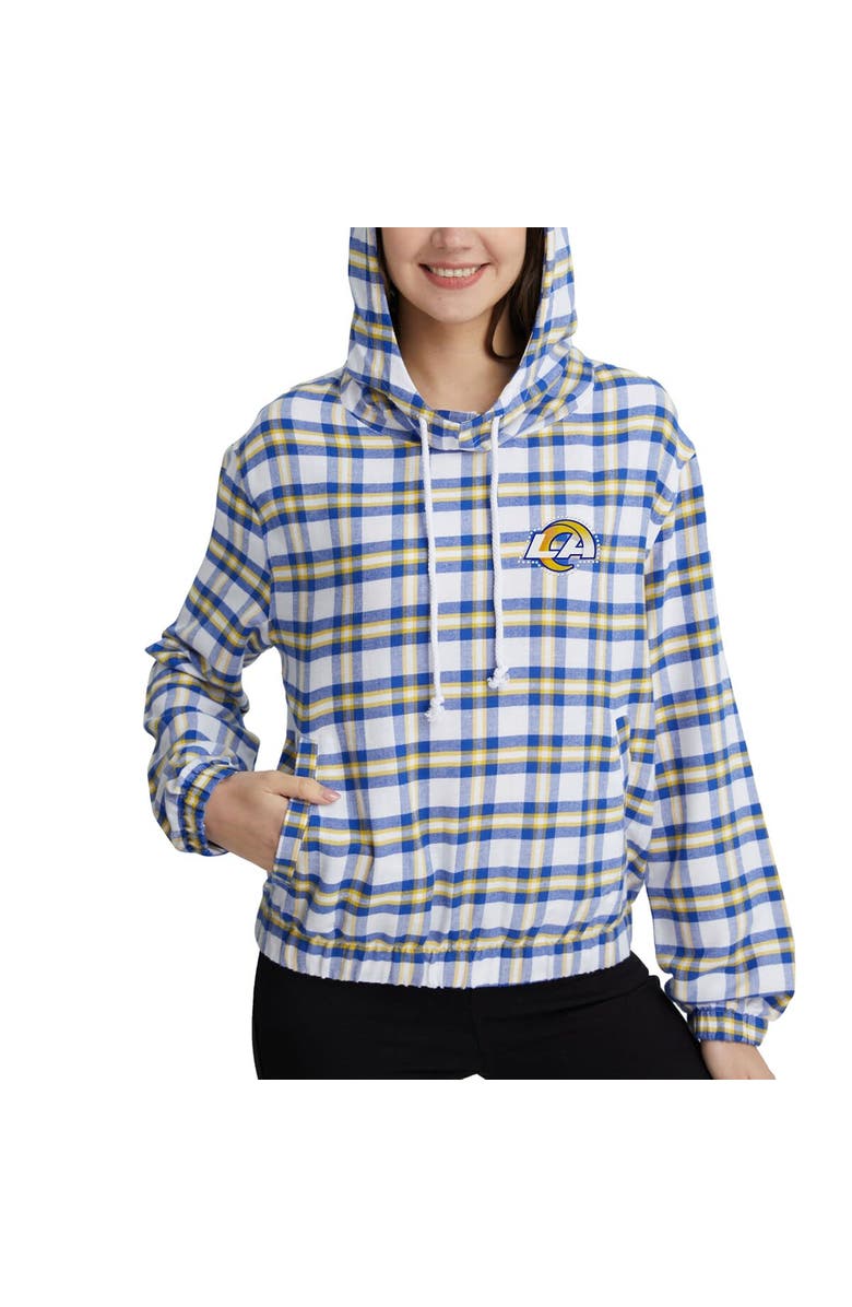 CONCEPTS SPORT Women's Concepts Sport Royal/Gold Los Angeles Rams Sienna Flannel Long Sleeve Hoodie Top, Main, color, Royal