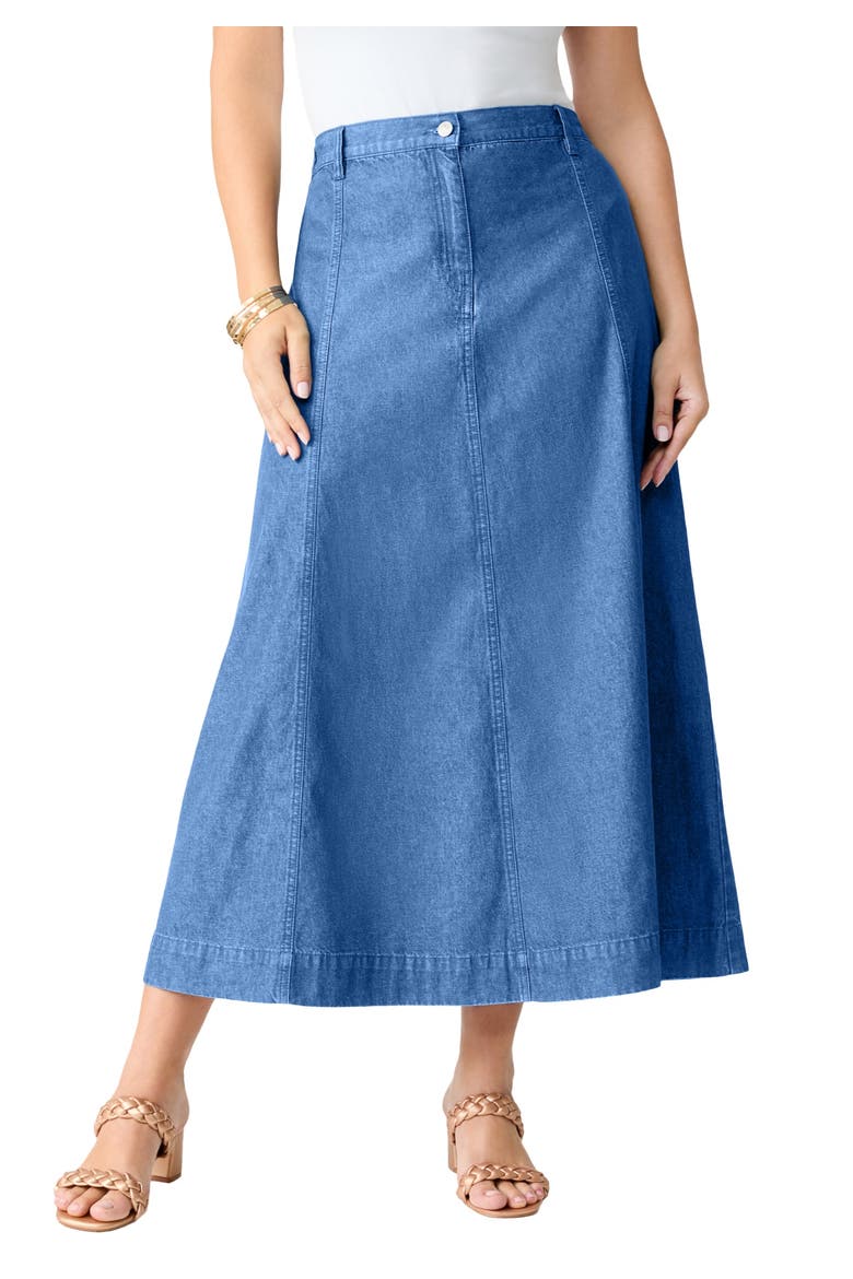 Plus Size 24/7 A Line Maxi Skirt, Main, color, LIGHT STONEWASH