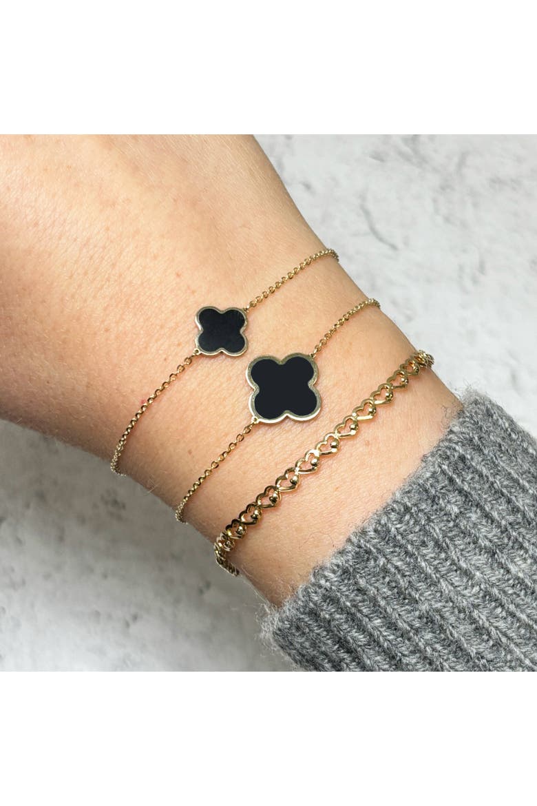 Large Onyx Single Clover Bracelet, Alternate, color, Onyx