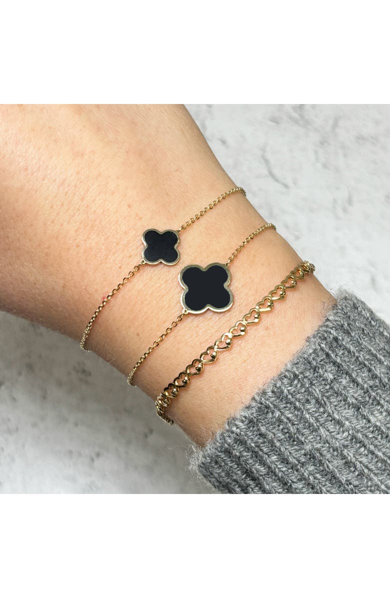 The Lovery Fine Jewelry Large Onyx Single Clover Bracelet, Alternate, color, Onyx