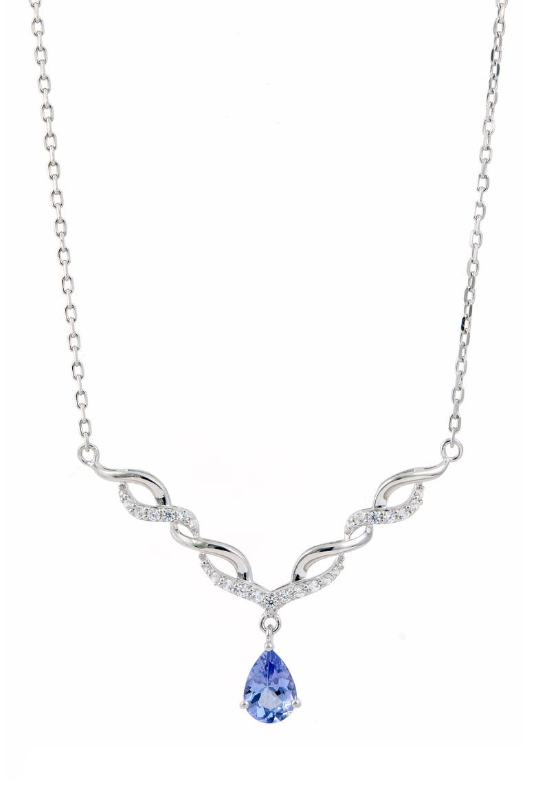 Rhodium Plated Sterling Silver Tanzanite & Zircon Pendant Necklace, Main, color, SILVER/ TANZANITE
