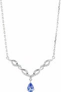 SAVVY CIE JEWELS Rhodium Plated Sterling Silver Tanzanite & Zircon Pendant Necklace