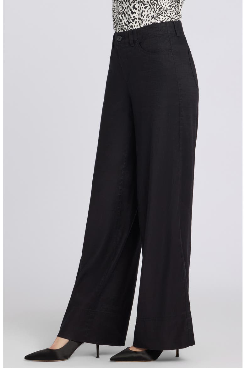 Linen Blend Wide Leg Pants, Alternate, color, BLACK