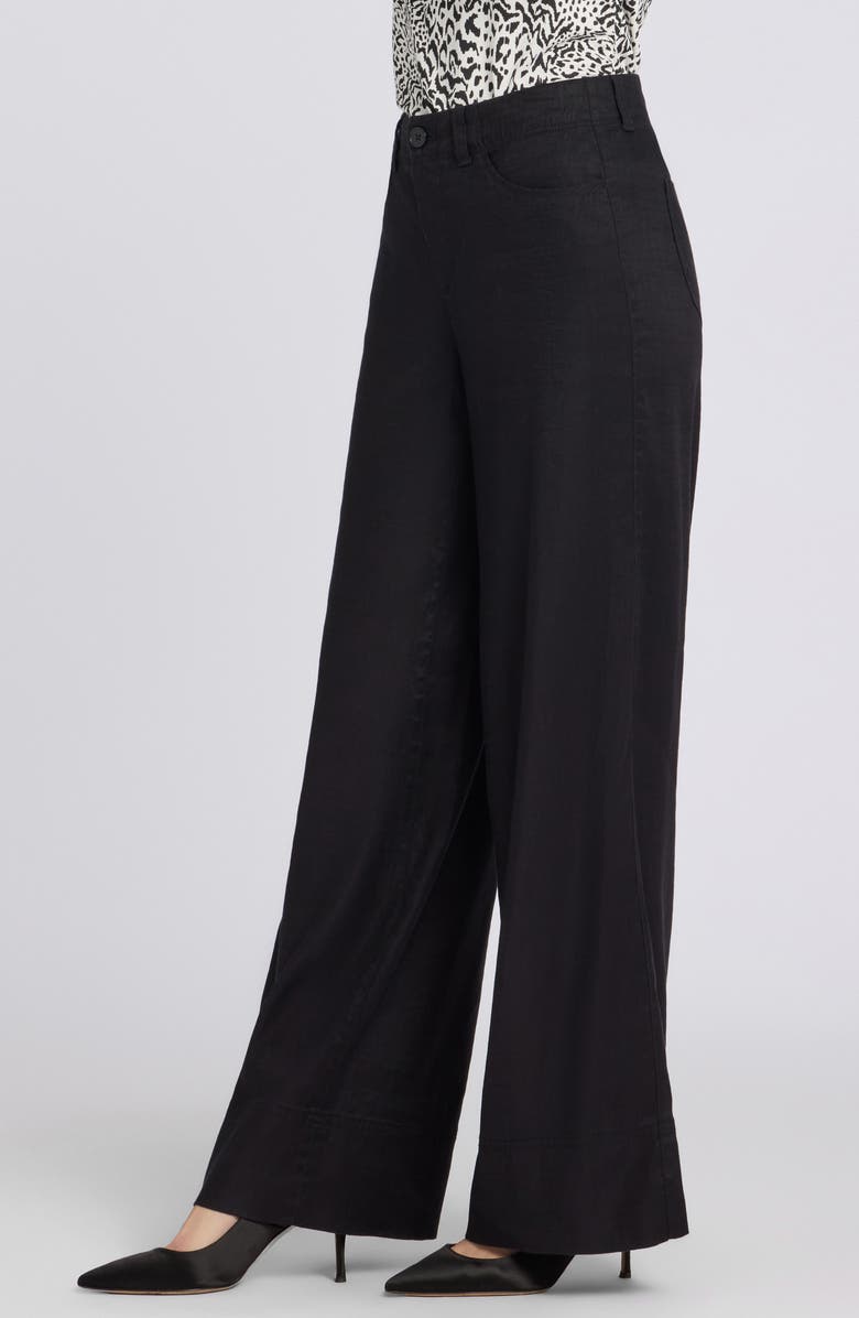 NYDJ Linen Blend Wide Leg Pants, Alternate, color, Black
