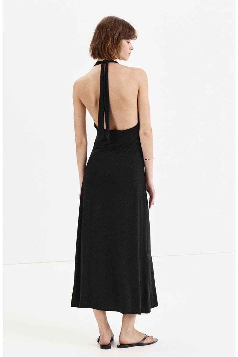 Draped Halter Dress, Alternate, color, BLACK