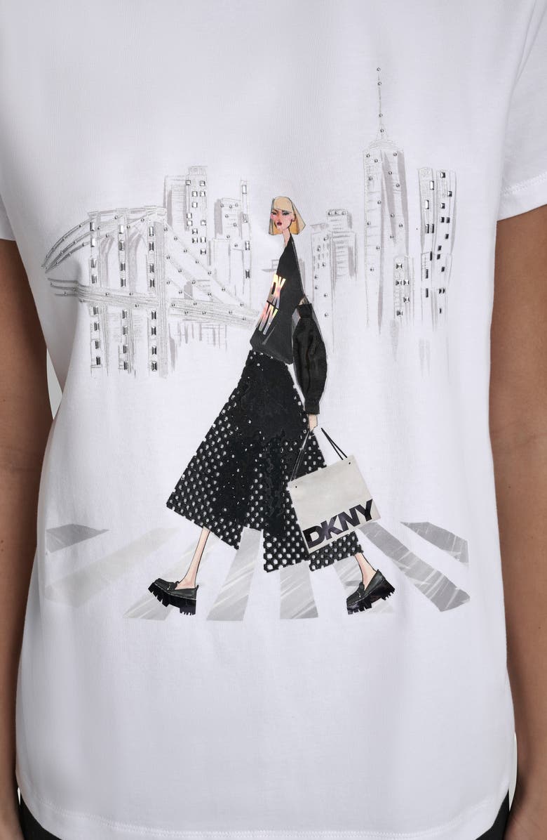 DKNY Crosswalk Conversational Cotton Blend Graphic T-Shirt, Alternate, color, White
