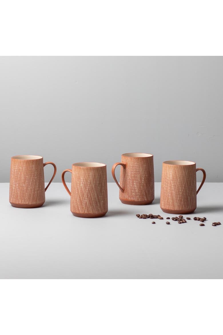 Crosshatch Mugs - Set of 4, Alternate, color, Rust