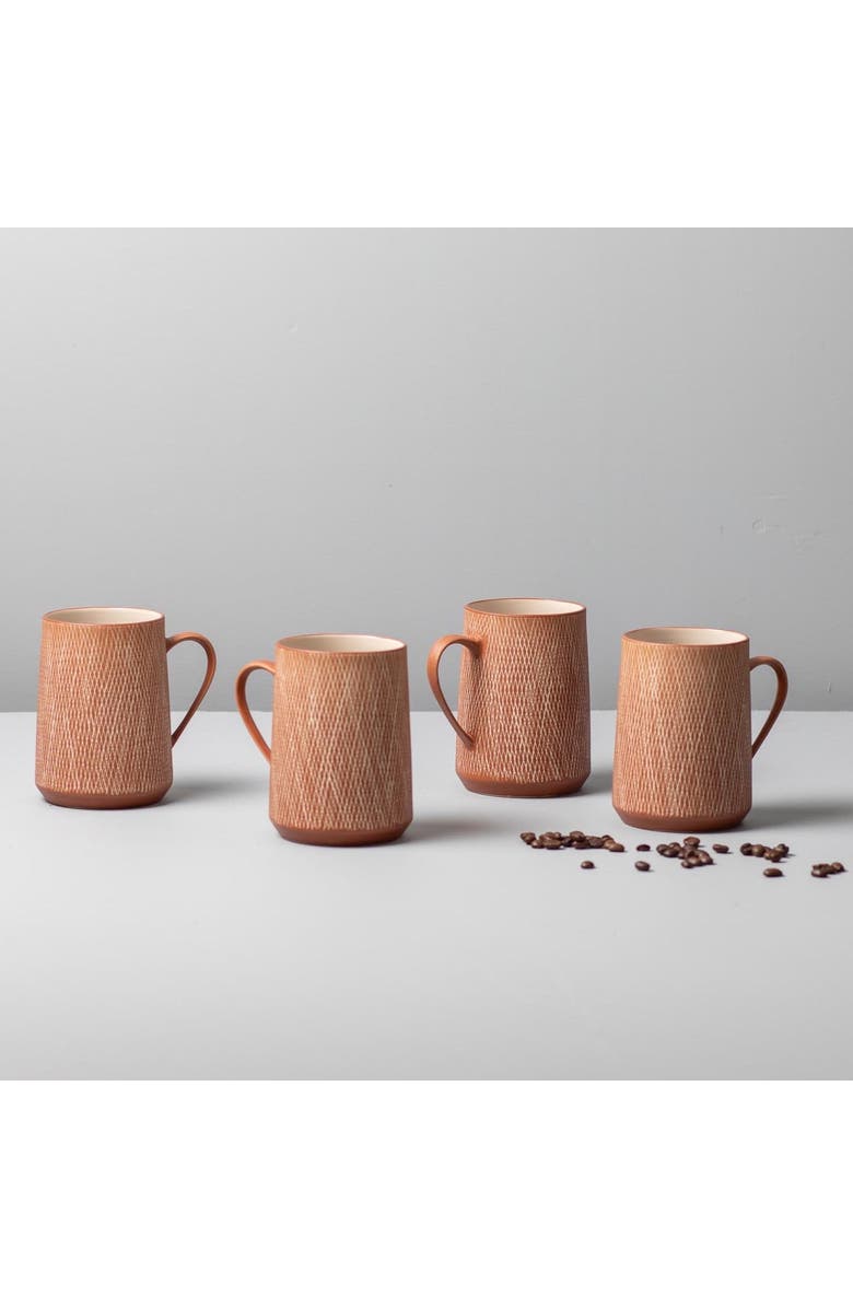 Be Home Crosshatch Mugs - Set of 4, Alternate, color, Rust