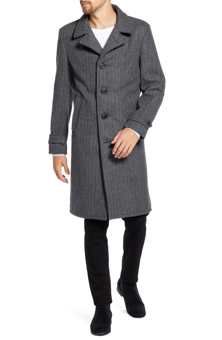 Schott NYC Herringbone Wool Blend Coat, Alternate, color, 
