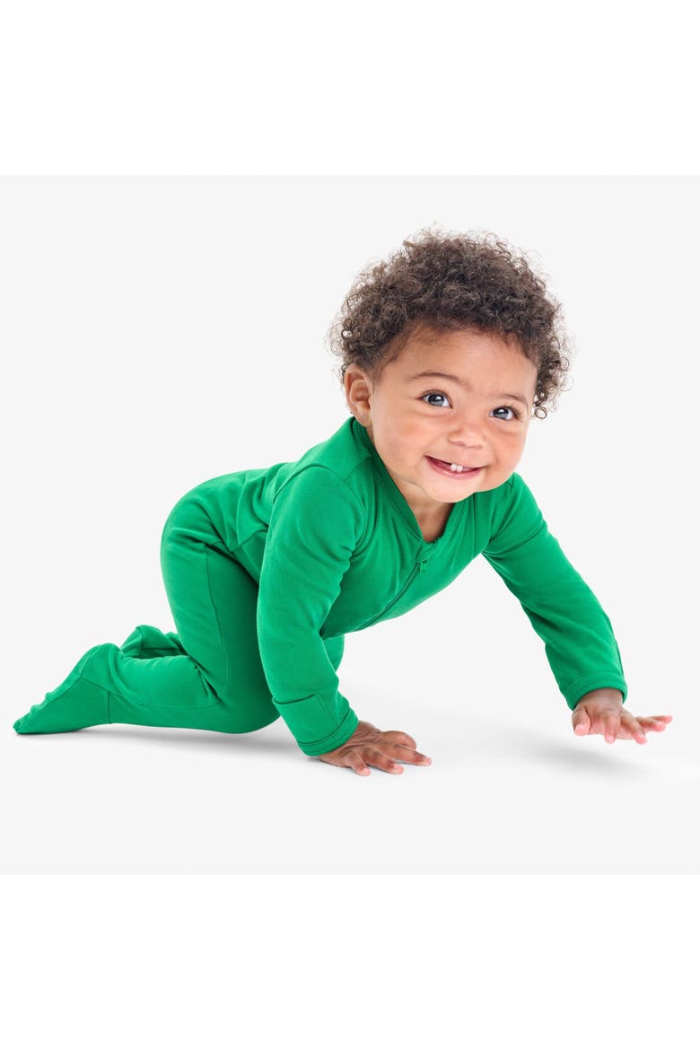 Baby Organic Zip Footie In Solid, Alternate, color, Grass